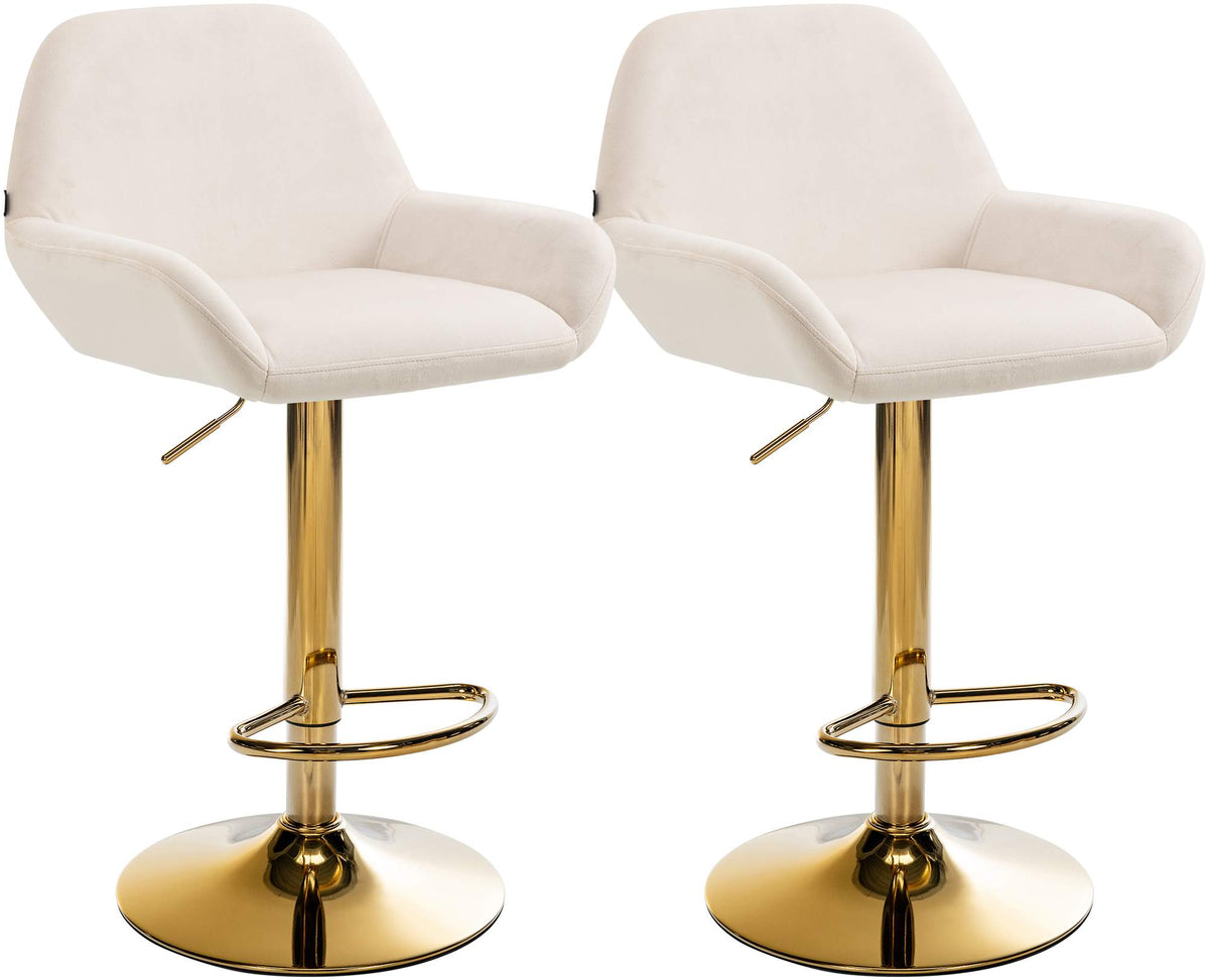 Set van 2 barkrukken Braga goud fluweel creme creme