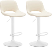 Set van 2 barkrukken Camden kunstleer creme,Metaal mat wit creme