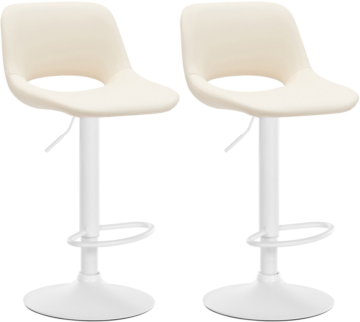 Set van 2 barkrukken Camden kunstleer creme,Metaal mat wit creme