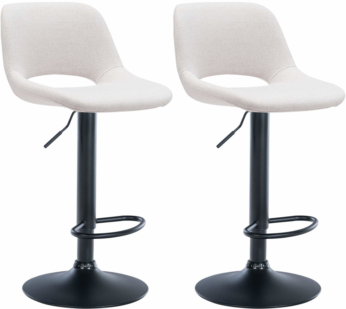 Set van 2 barkrukken Camden stof creme,Metaal mat zwart creme