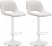 Set van 2 barkrukken Camden stof creme,Metaal mat wit creme