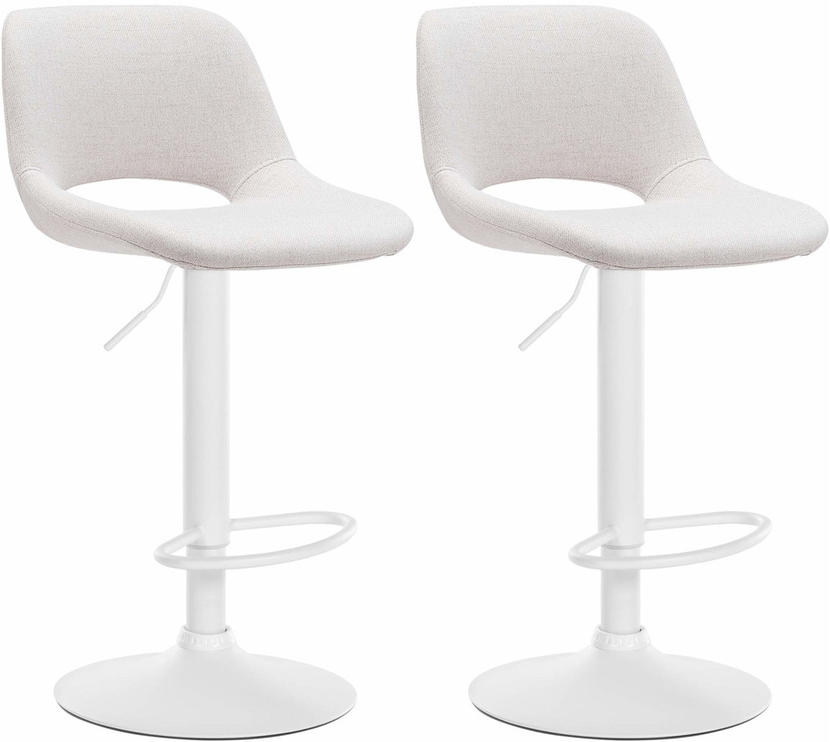 Set van 2 barkrukken Camden stof creme,Metaal mat wit creme