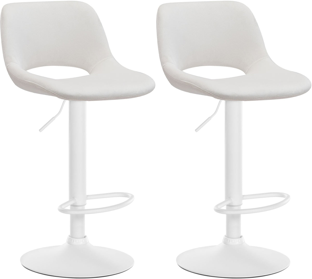 Set van 2 barkrukken Camden fluweel creme,Metaal mat wit creme