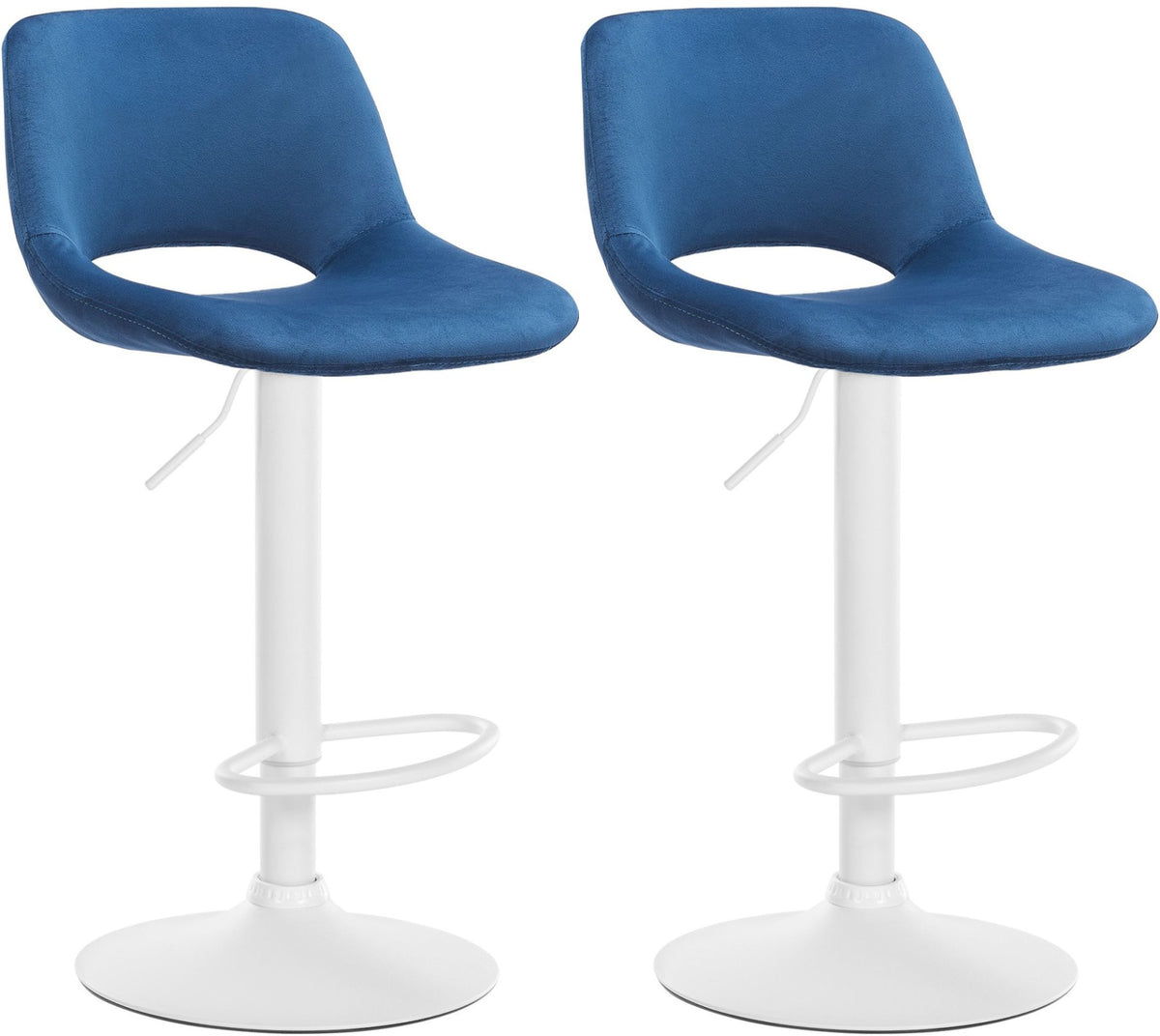 Set van 2 barkrukken Camden fluweel blauw,Metaal mat wit blau