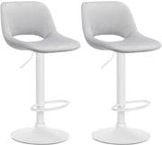 Set van 2 barkrukken Camden fluweel licht grijs,Metaal mat wit hellgrau