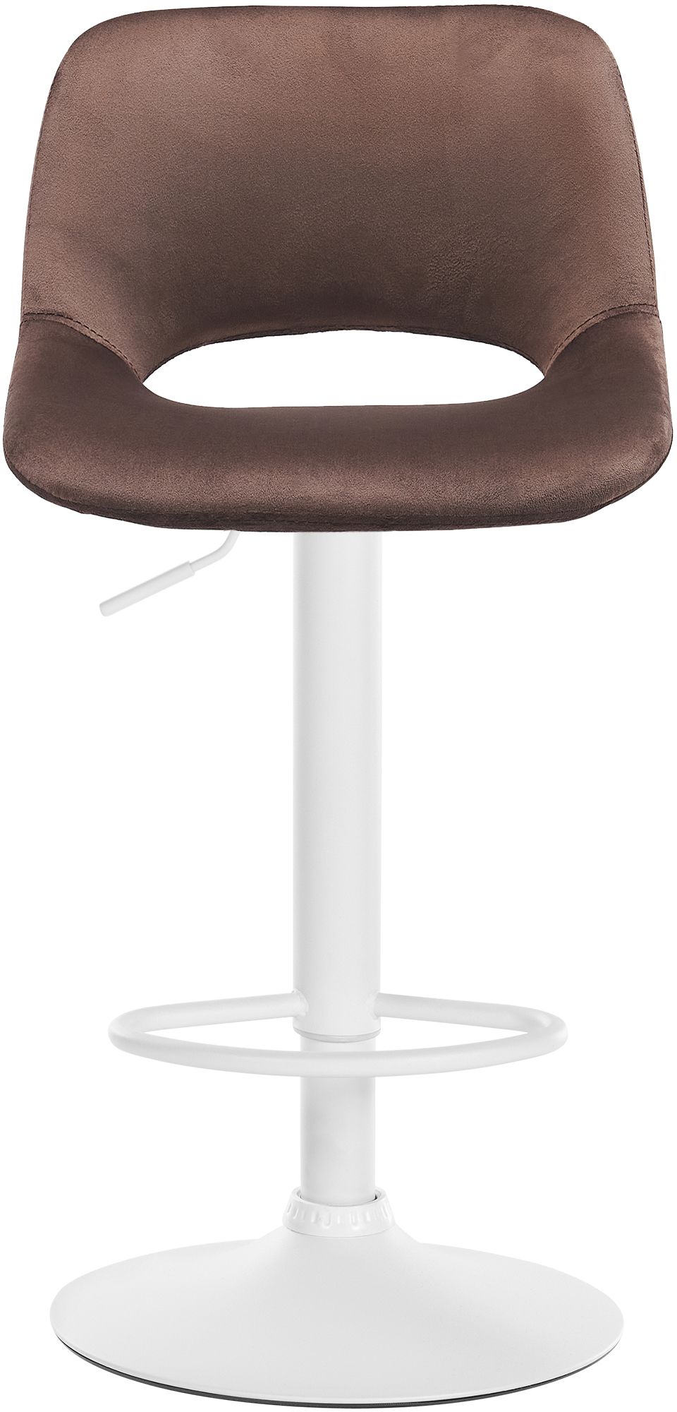 Set van 2 barkrukken Camden fluweel bruin,Metaal mat wit braun