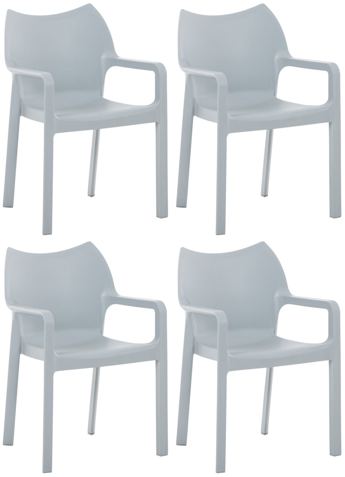 Set van 4 Diva tuinstoelen met armleuningen licht grijs hellgrau