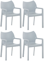 Set van 4 Diva tuinstoelen met armleuningen licht grijs hellgrau