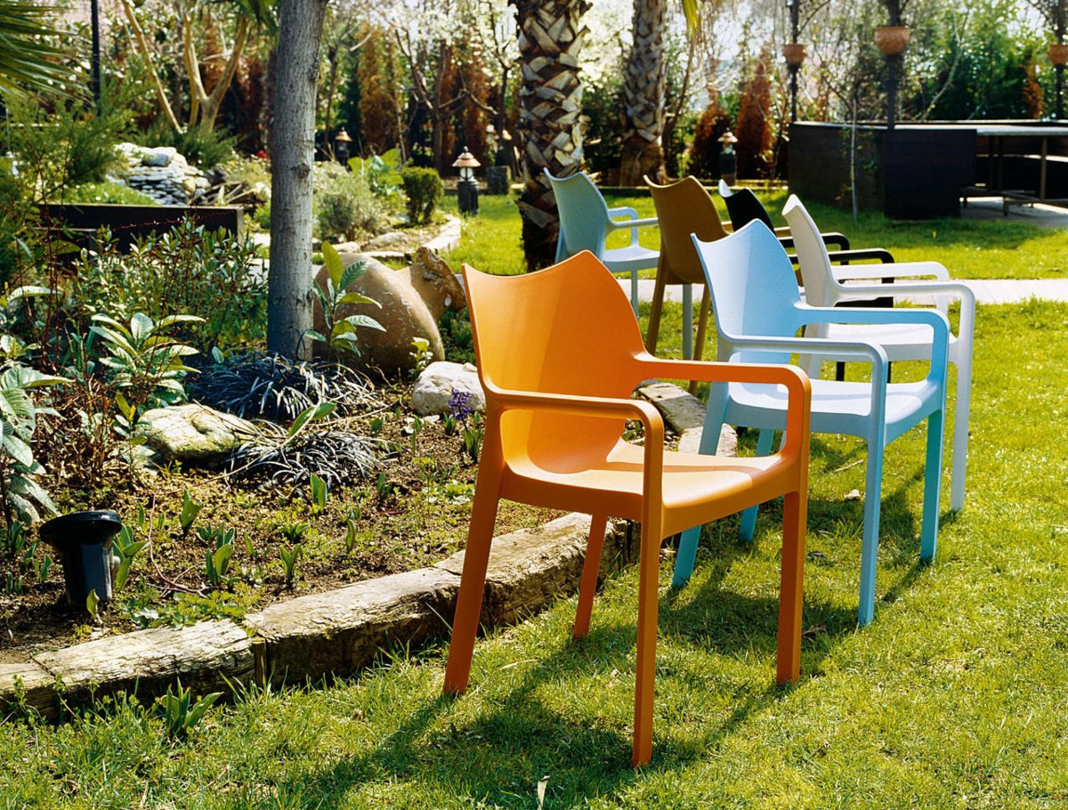 Set van 4 Diva tuinstoelen met armleuningen licht grijs hellgrau