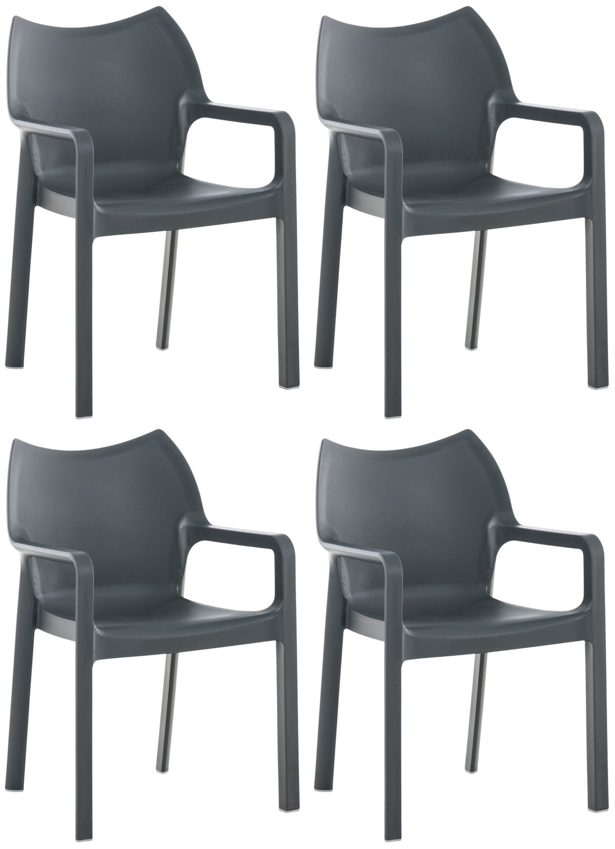 Set van 4 Diva tuinstoelen met armleuningen donkergrijs dunkelgrau
