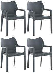 Set van 4 Diva tuinstoelen met armleuningen donkergrijs dunkelgrau