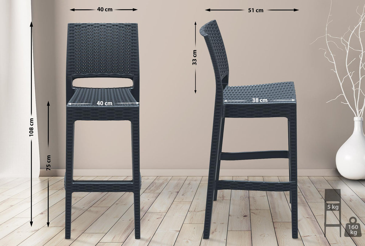 Set van 4 barkrukken Jamaica donkergrijs dunkelgrau