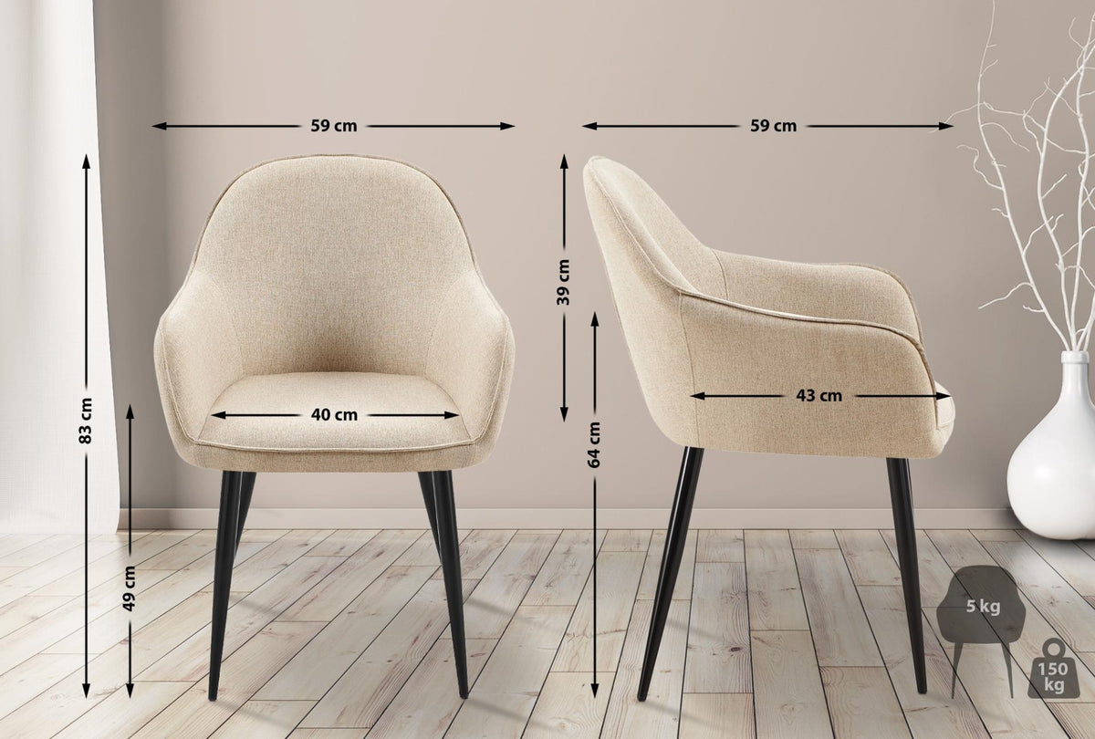Eetkamerstoel Boise stof taupe taupe