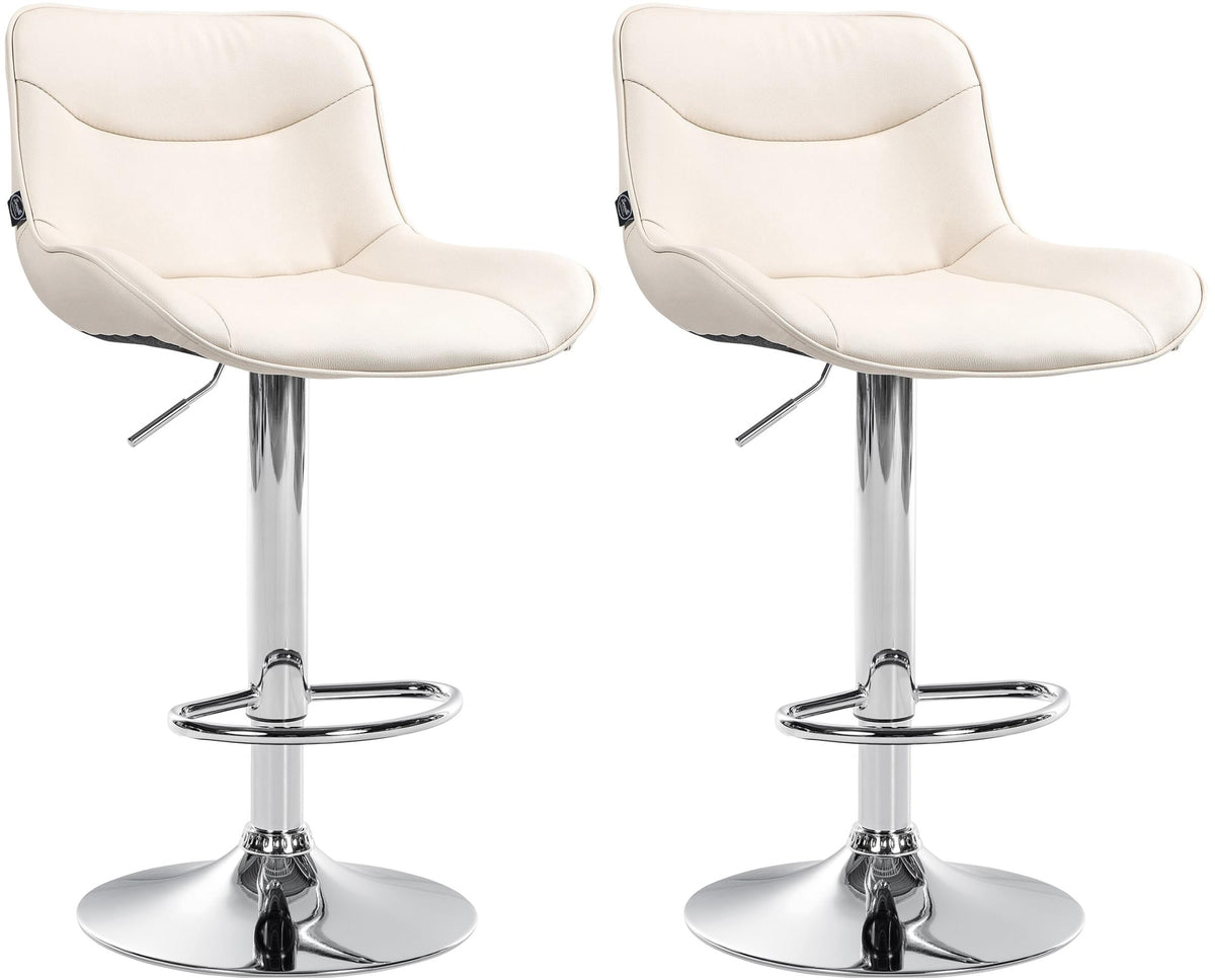Set van 2 barkrukken Vonore kunstleer creme,chroom creme