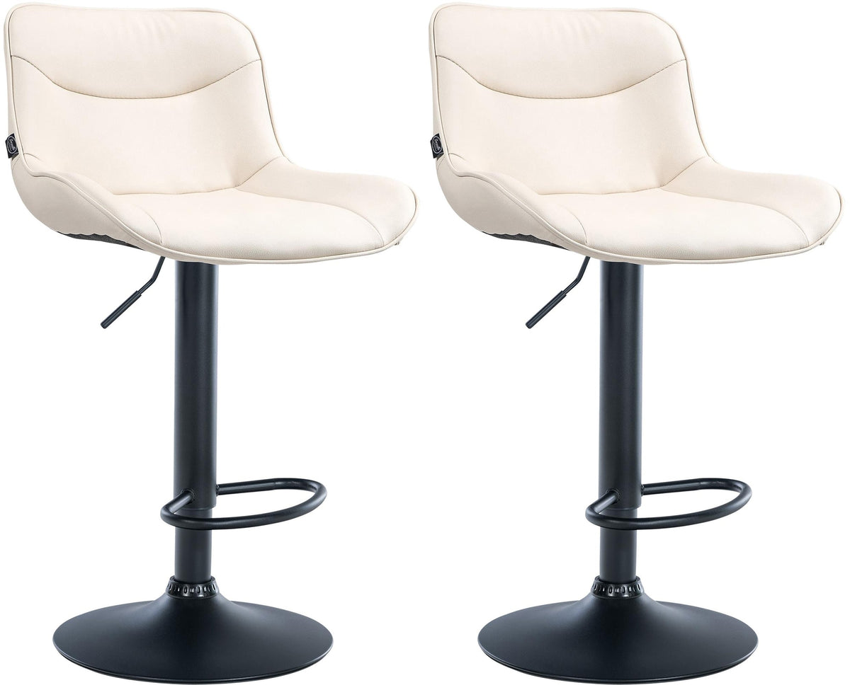 Set van 2 barkrukken Vonore kunstleer creme,zwart creme