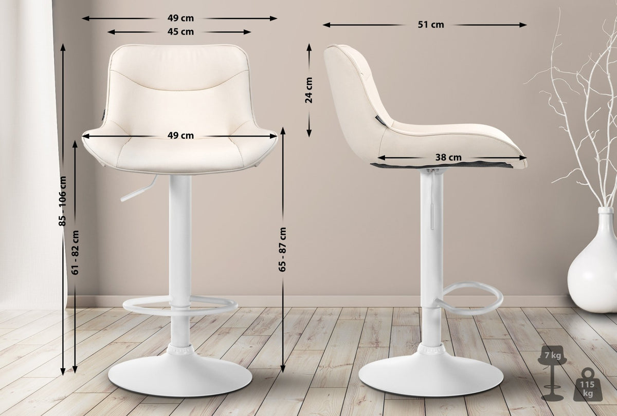 Set van 2 barkrukken Vonore kunstleer creme,wit creme