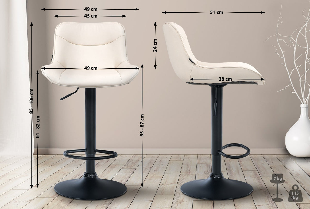 Set van 2 barkrukken Vonore kunstleer creme,zwart creme