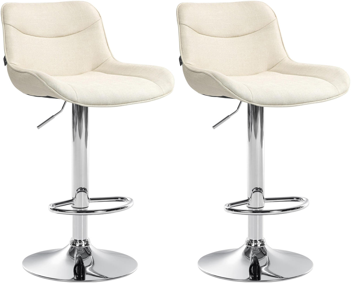 Set van 2 barkrukken Vonore stof creme,chroom creme