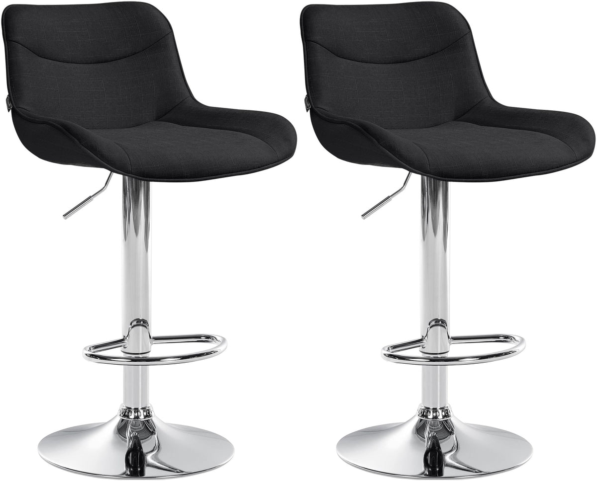 Set van 2 barkrukken Vonore stof zwart,chroom schwarz