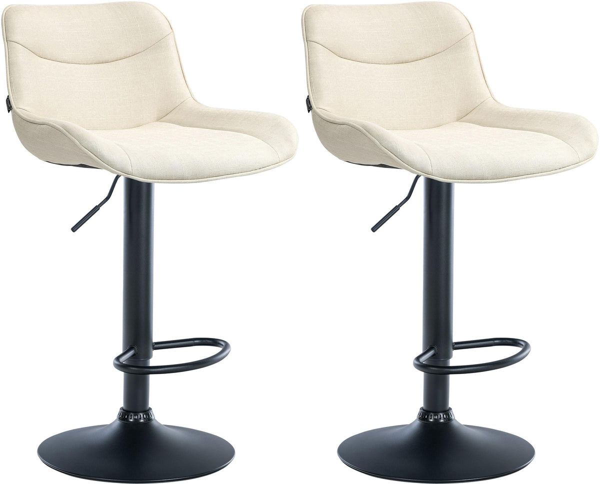 Set van 2 barkrukken Vonore stof creme,zwart creme
