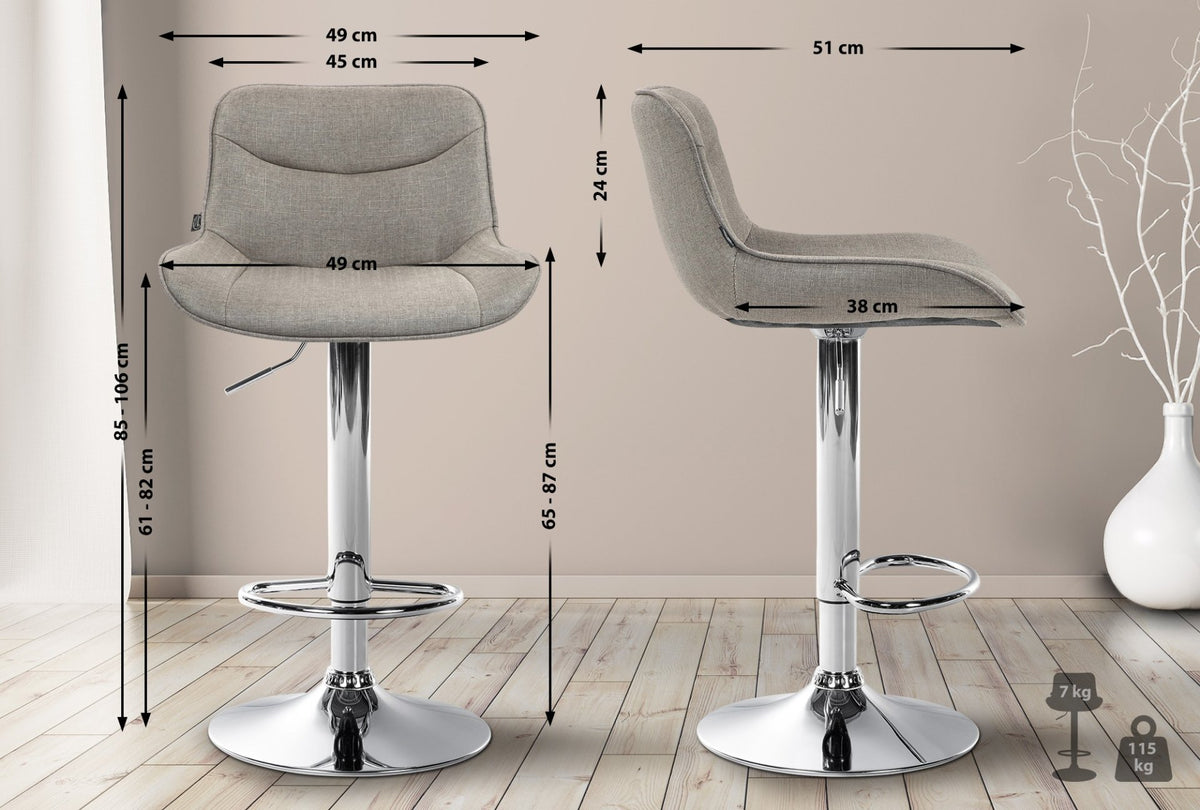 Set van 2 barkrukken Vonore stof taupe,chroom taupe