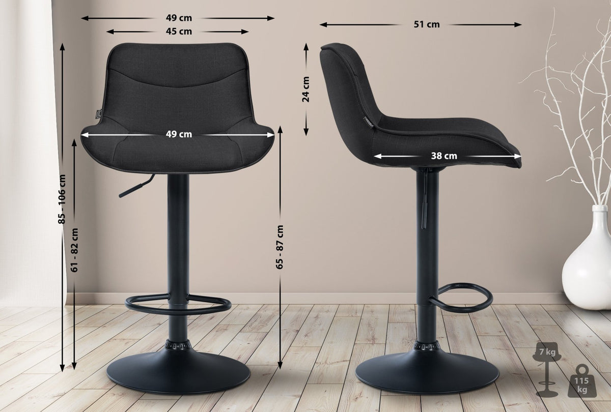 Set van 2 barkrukken Vonore stof zwart,zwart schwarz
