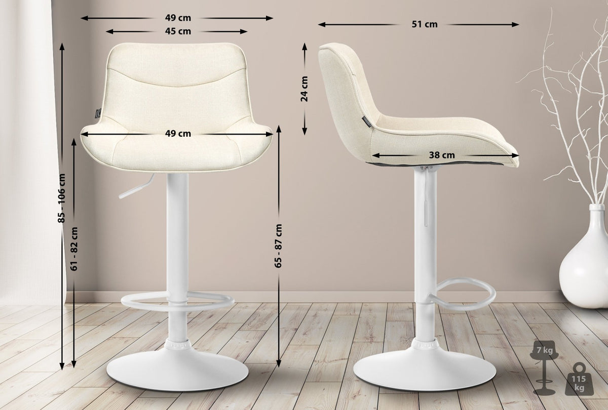 Set van 2 barkrukken Vonore stof creme,wit creme