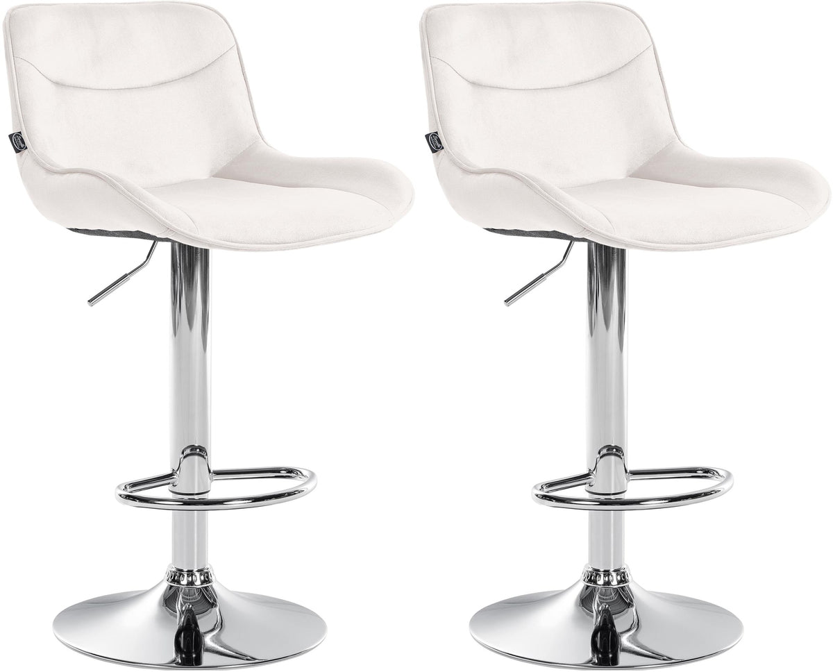 Set van 2 barkrukken Vonore fluweel creme,chroom creme