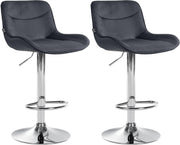 Set van 2 barkrukken Vonore fluweel zwart,chroom schwarz