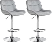 Set van 2 barkrukken Vonore fluweel grijs,chroom grau