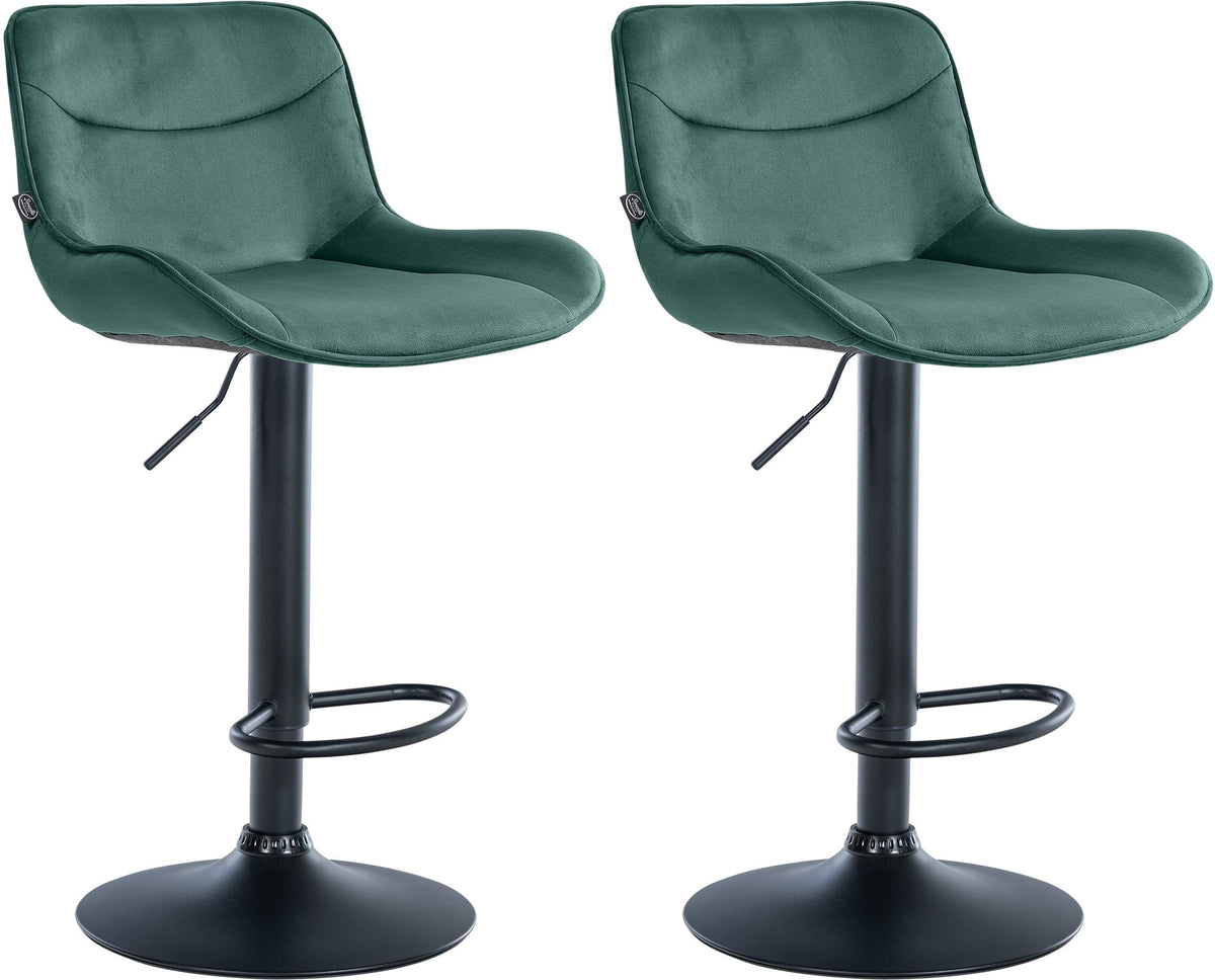 Set van 2 barkrukken Vonore fluweel groen,zwart grün