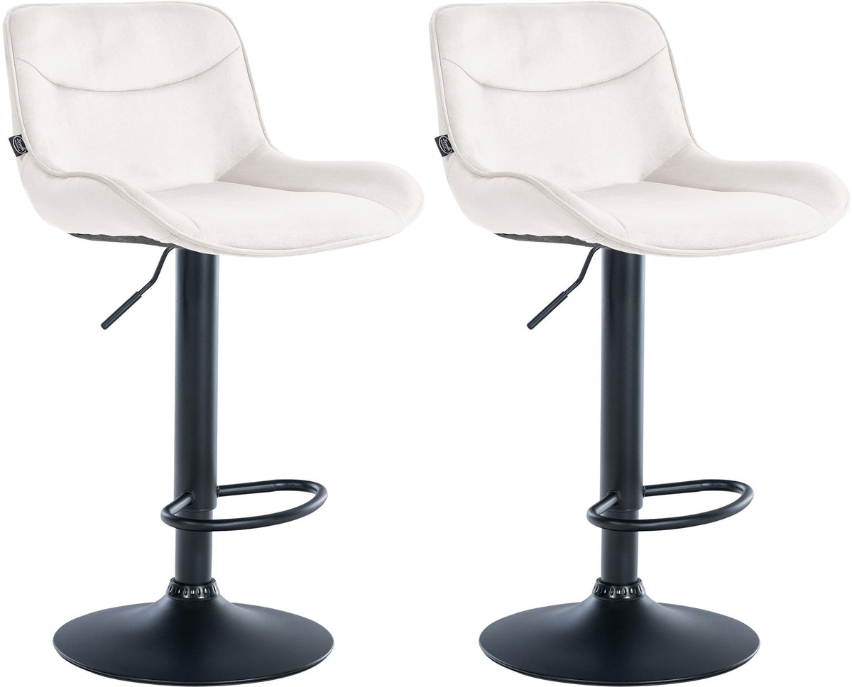 Set van 2 barkrukken Vonore fluweel creme,zwart creme
