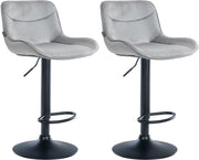Set van 2 barkrukken Vonore fluweel grijs,zwart grau