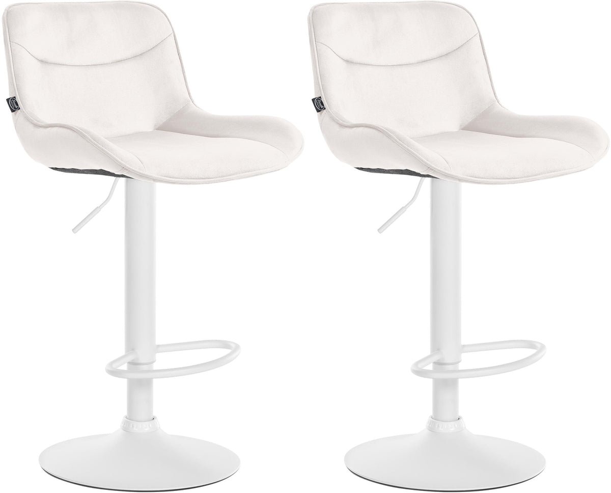 Set van 2 barkrukken Vonore fluweel creme,wit creme