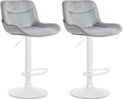 Set van 2 barkrukken Vonore fluweel grijs,wit grau