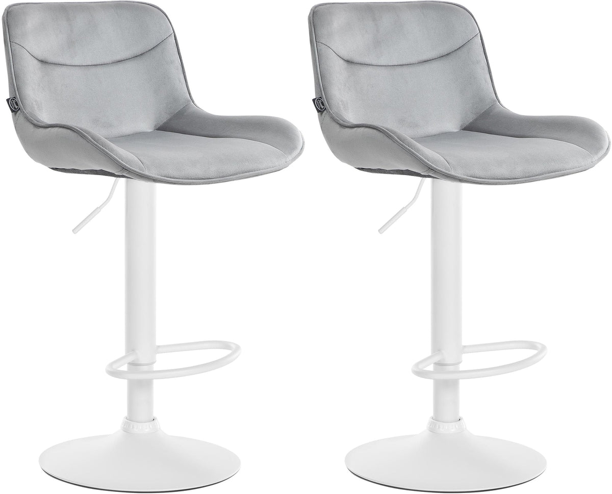 Set van 2 barkrukken Vonore fluweel grijs,wit grau