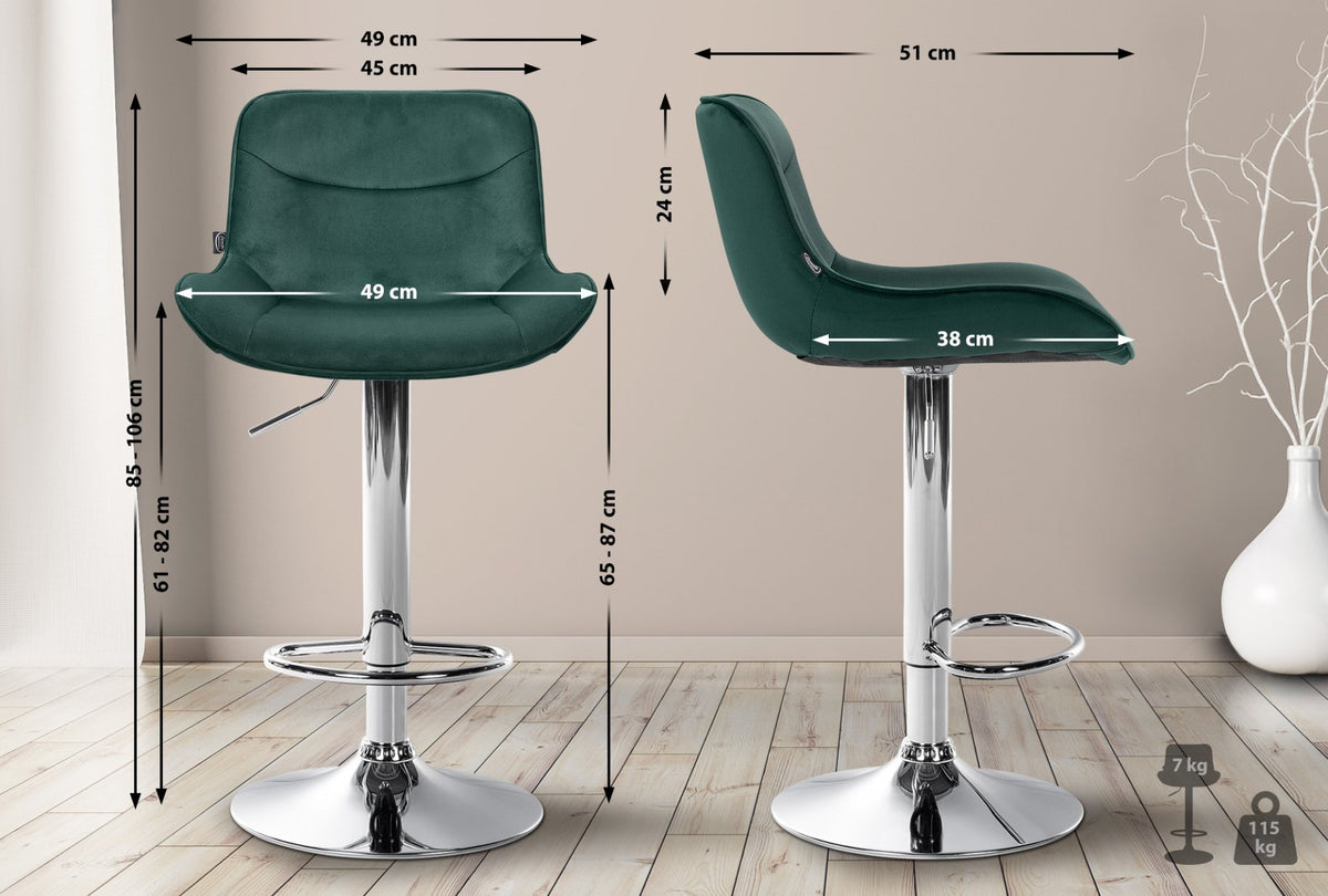 Set van 2 barkrukken Vonore fluweel groen,chroom grün