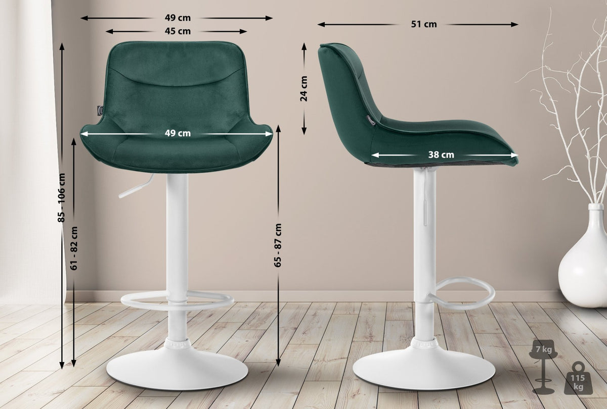 Set van 2 barkrukken Vonore fluweel groen,wit grün