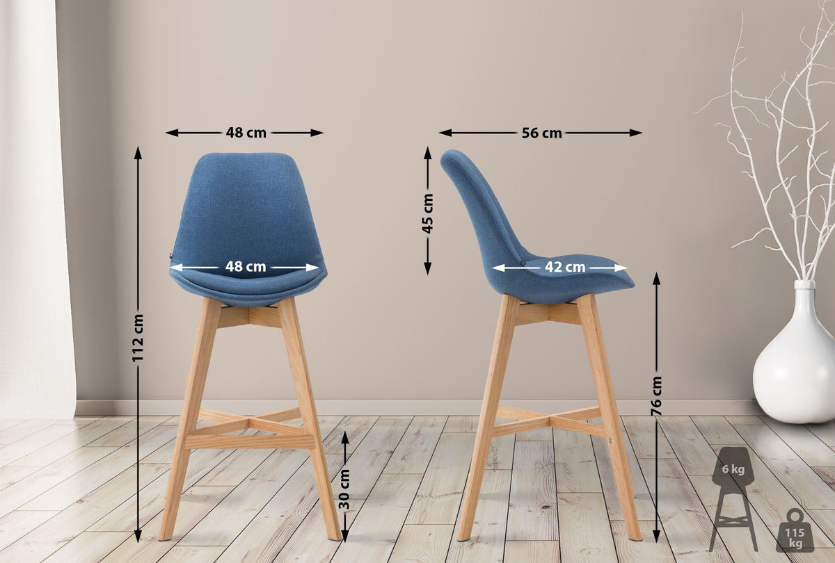 Set van 2 barkrukken Cannes stof blauw,natura blau