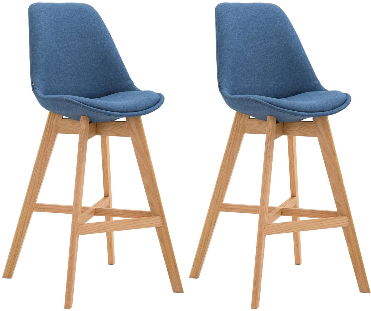 Set van 2 barkrukken Cannes stof blauw,natura blau