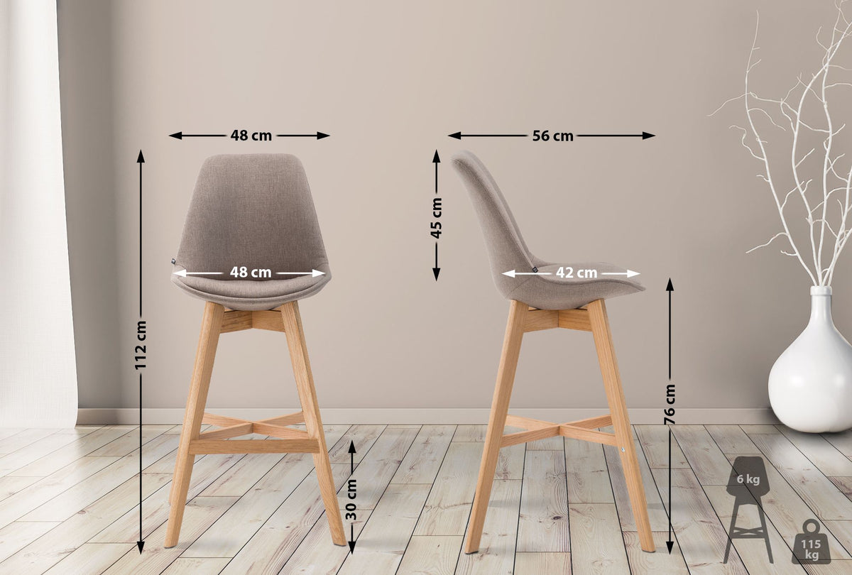 Set van 2 barkrukken Cannes stof taupe,natura taupe