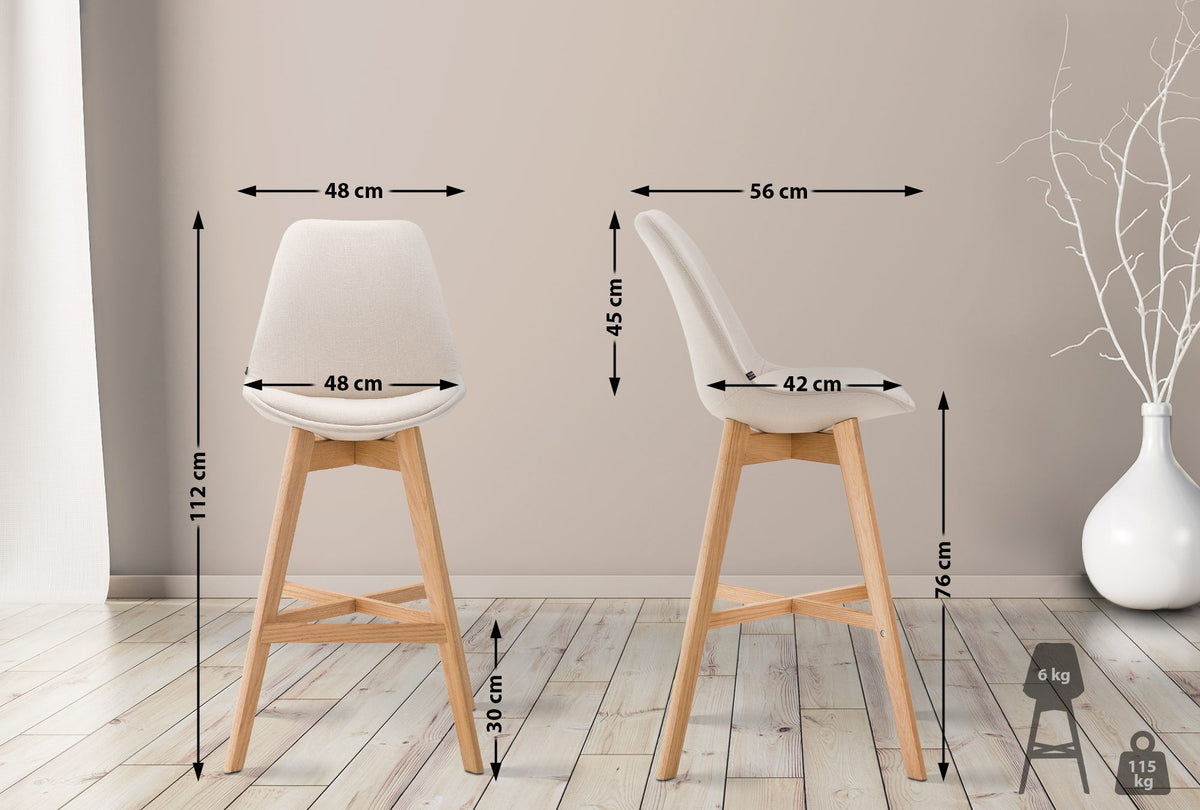 Set van 2 barkrukken Cannes stof creme,natura creme