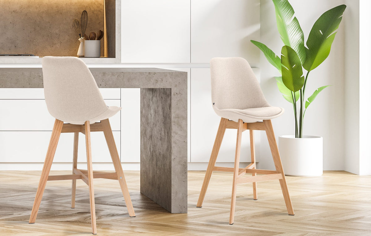 Set van 2 barkrukken Cannes stof creme,natura creme