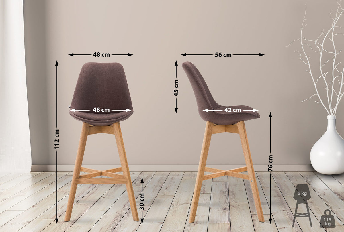 Set van 2 barkrukken Cannes stof bruin,natura braun