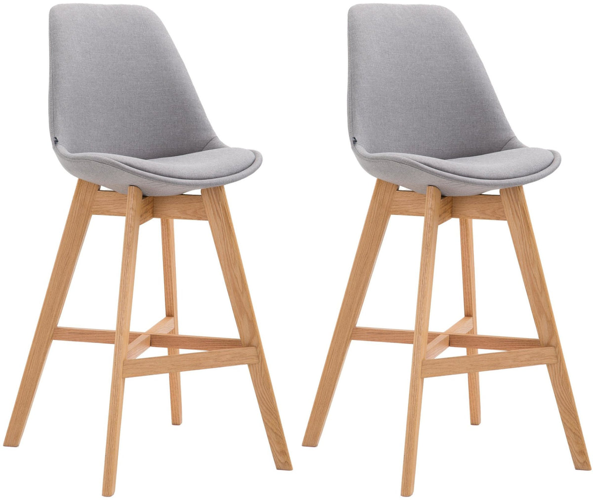 Set van 2 barkrukken Cannes stof grijs,natura grau