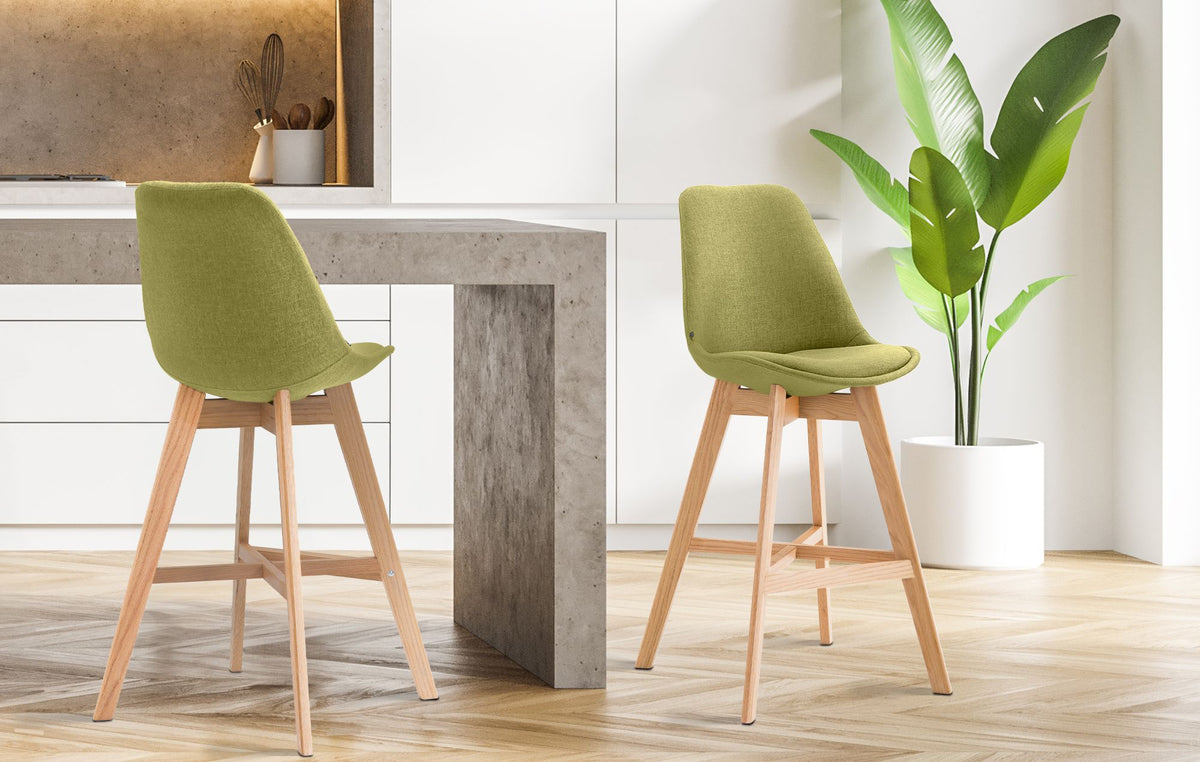 Set van 2 barkrukken Cannes stof groen,natura grün