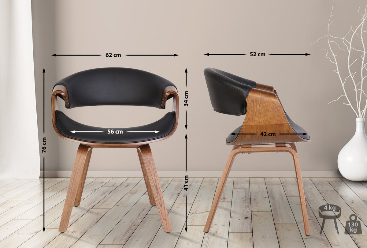 Set van 2 eetkamerstoelen Foley eik/zwart,Kunstleer eiche/schwarz