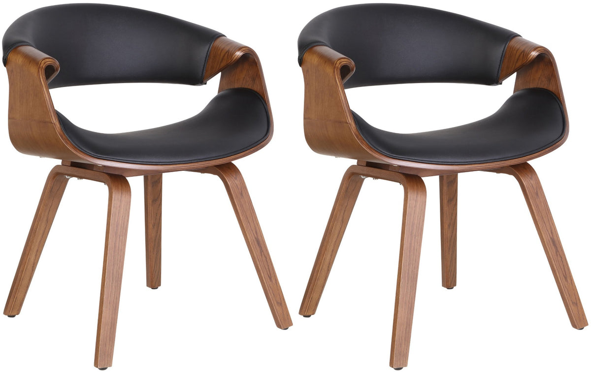 Set van 2 eetkamerstoelen Foley eik/zwart,Kunstleer eiche/schwarz