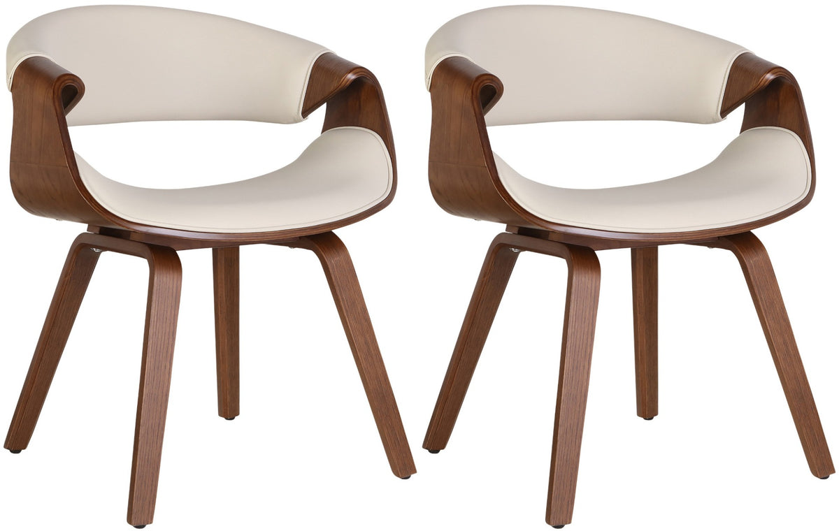 Set van 2 eetkamerstoelen Foley eiken/crème,Kunstleer eiche/creme