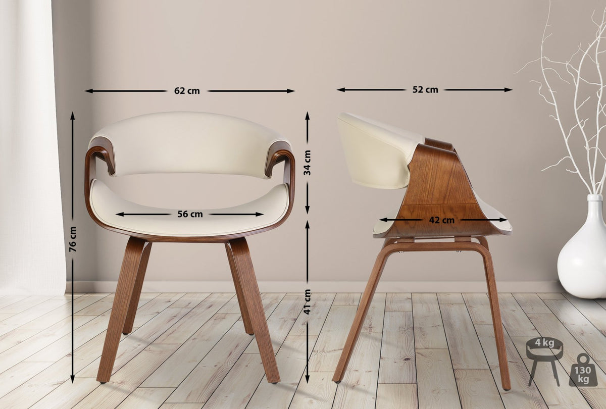 Set van 2 eetkamerstoelen Foley eiken/crème,Kunstleer eiche/creme